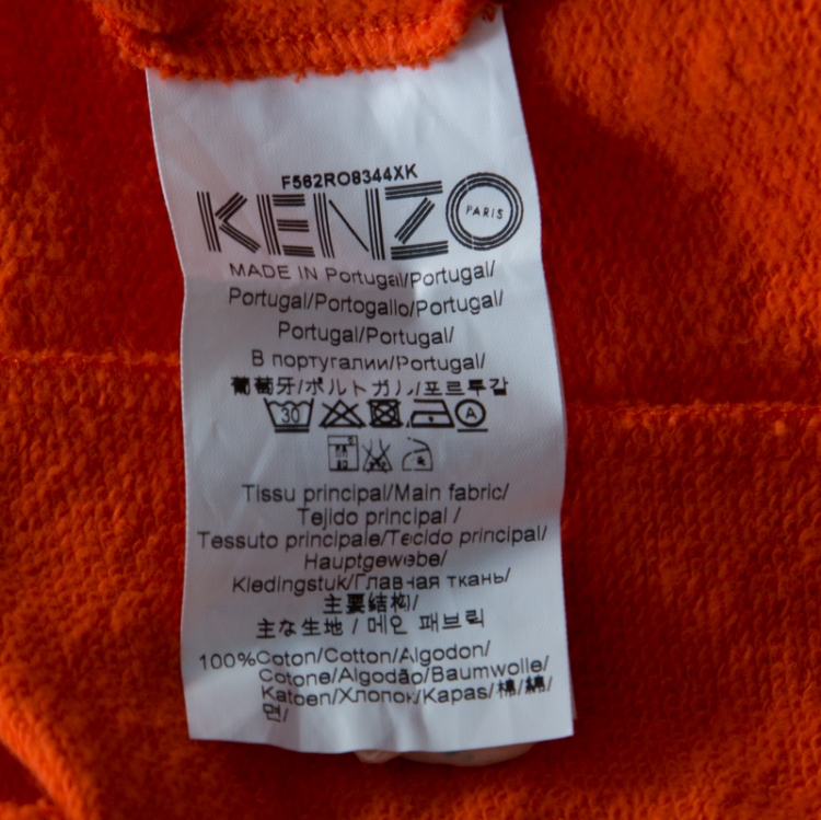 Pre Owned Kenzo Orange Tiger Embroidered Sweatshirt Dress XL