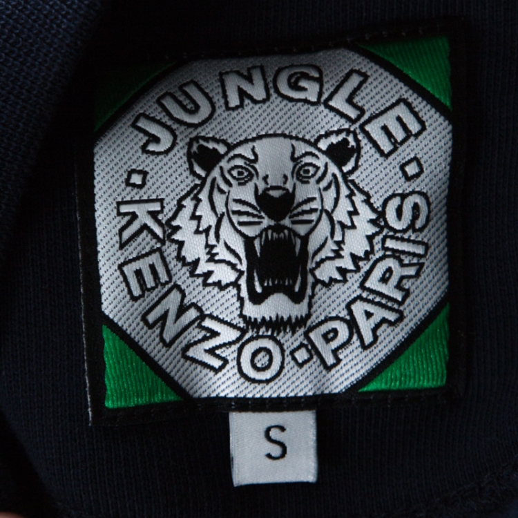 Pre Owned Kenzo Navy Blue Cotton Embroidered Tiger Logo Sweatshirt S