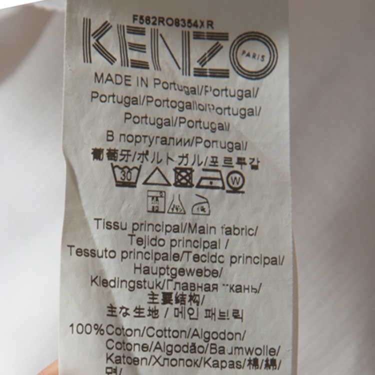 Pre Owned Kenzo White Cotton Jersey Tiger Embroidery Sweatshirt Dress L