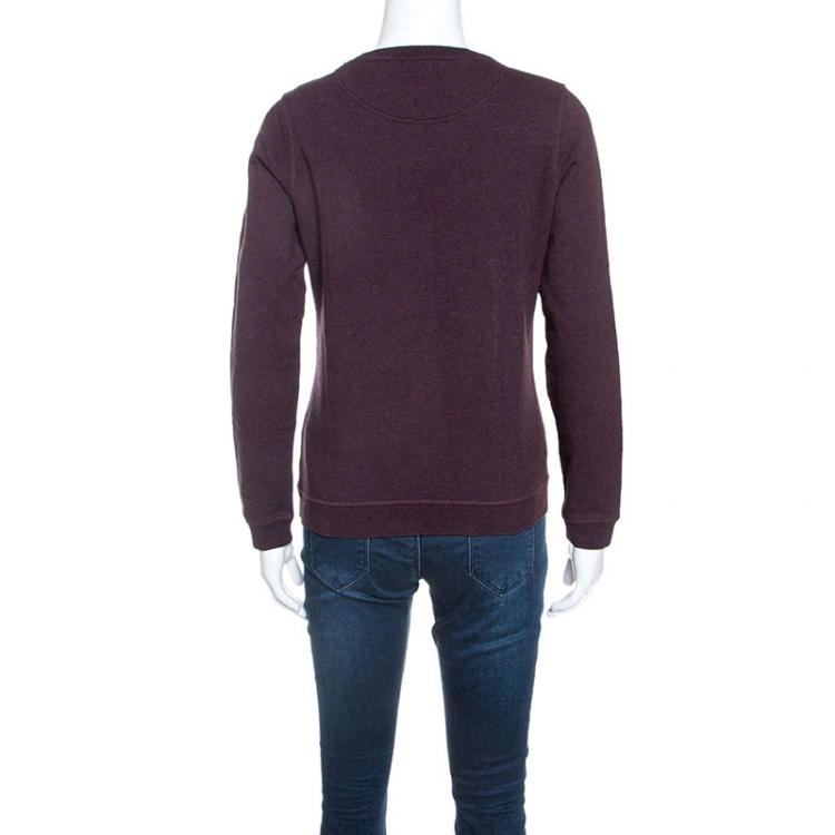 Pre Owned Kenzo Dark Burgundy Knit Love Embroidered Sweatshirt S