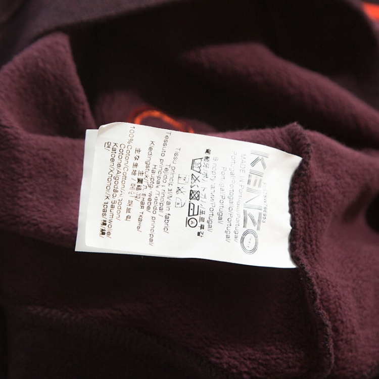 Pre Owned Kenzo Dark Burgundy Knit Love Embroidered Sweatshirt S