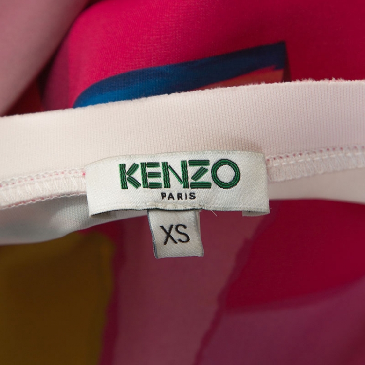 مملوكة مسبقًا Kenzo Pink Printed Stretch Jersey Neoprene Cropped Top XS