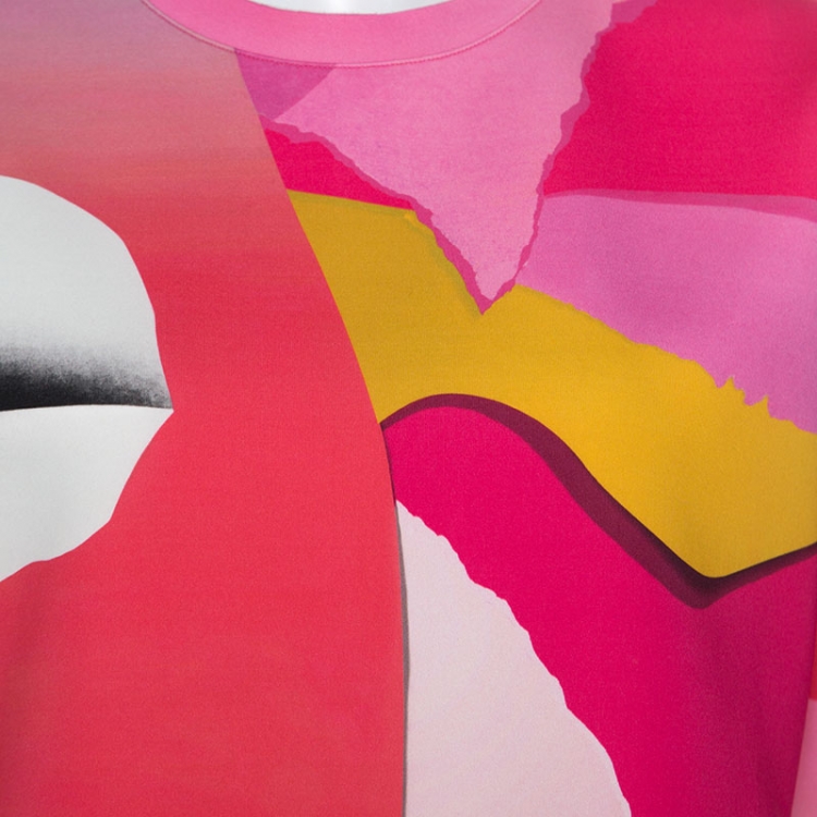 مملوكة مسبقًا Kenzo Pink Printed Stretch Jersey Neoprene Cropped Top XS