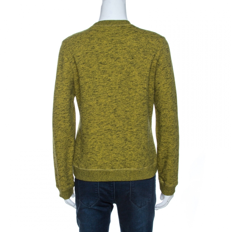 Pre Owned Kenzo Green Tiger Embroidered Marl Knit Sweatshirt M