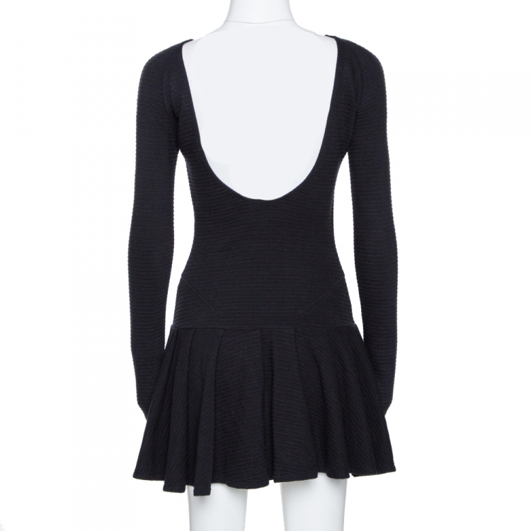 Pre Owned Kenzo Black Rib Knit Drop Waist Backless Dress S