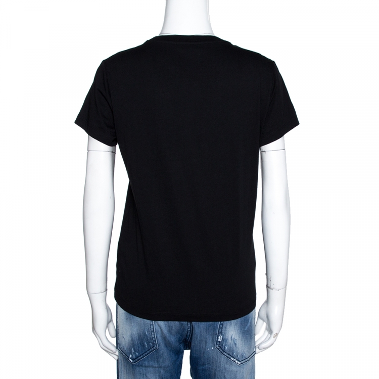 Pre Owned Kenzo Black Foil Tiger Print Cotton T-Shirt M