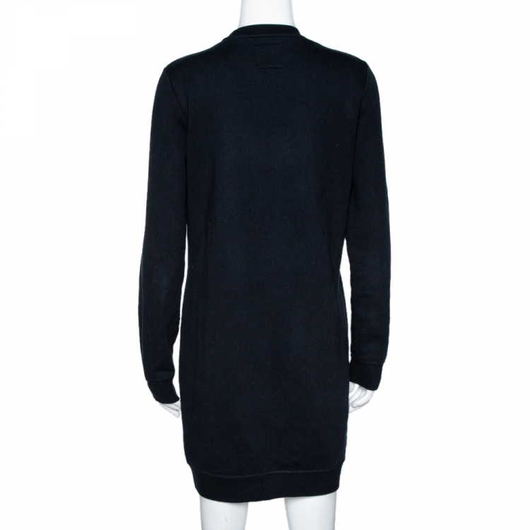 Pre Owned Kenzo Black Knit Tiger Motif Sweatshirt Dress M 