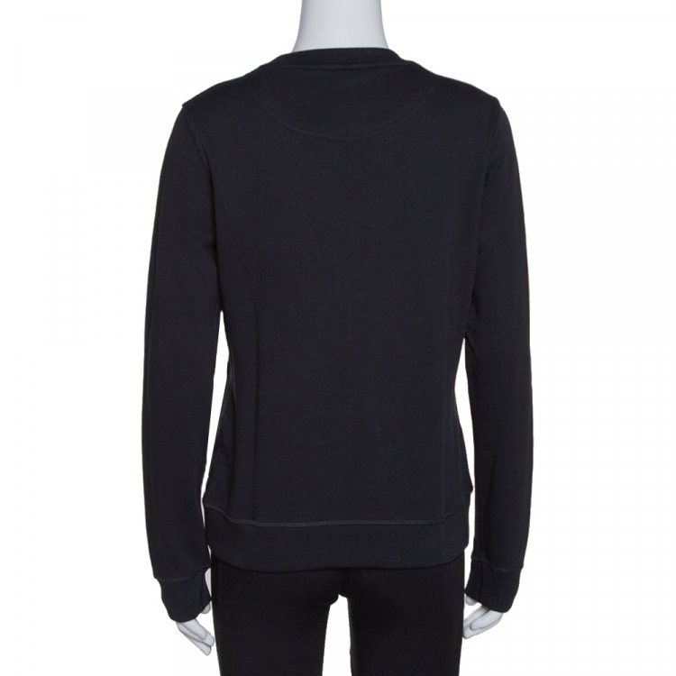 Pre Owned Kenzo Black Cotton Tiger Motif Fitted Sweatshirt M 