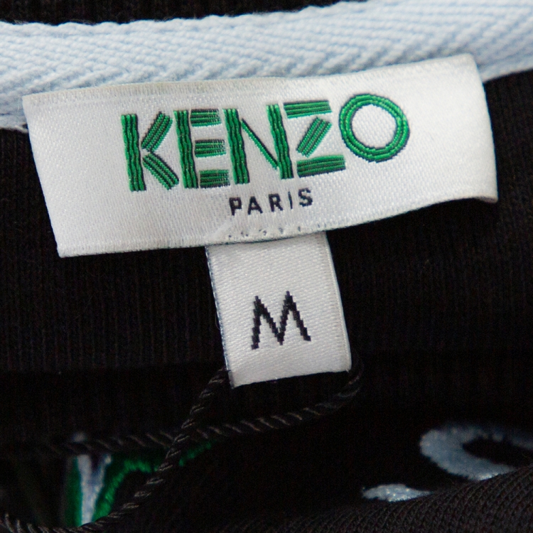 Pre Owned Kenzo Black Cotton Tiger Motif Fitted Sweatshirt M 