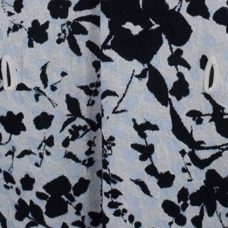 Pre Owned Kenzo Floral Knit V-Neck Shift Dress L