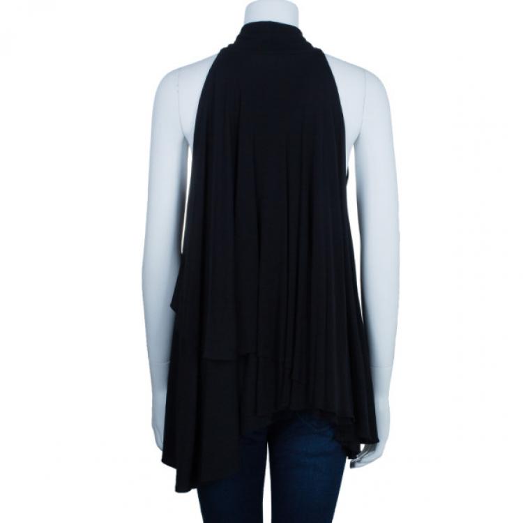 Pre Owned Kenzo Black Draped Asymmetric Top M