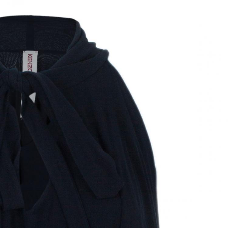 Pre Owned Kenzo Black Draped Asymmetric Top M