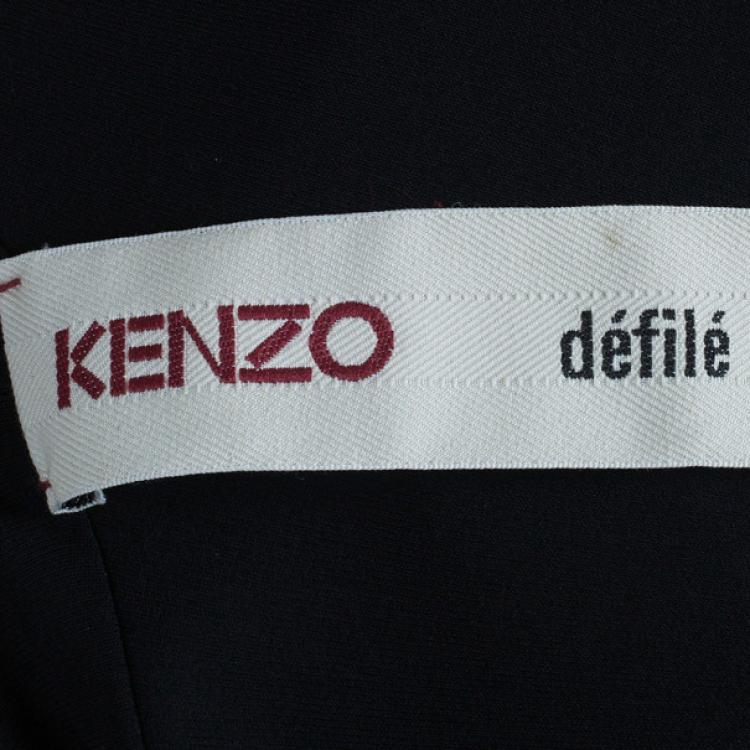 Pre Owned Kenzo Black Draped Asymmetric Top M