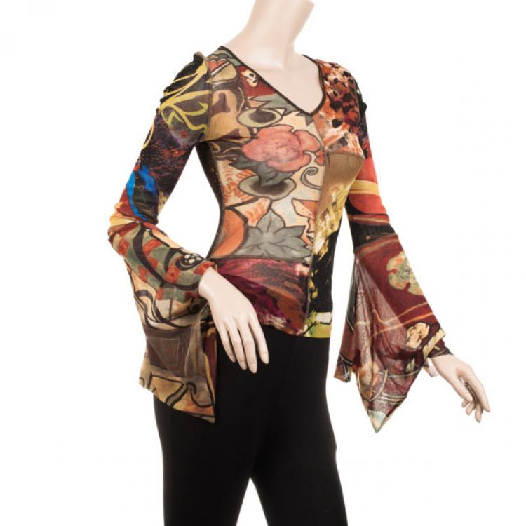 Pre Owned Kenzo Patterned Multicolored Long Sleeve Shirt S