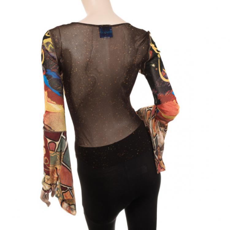 Pre Owned Kenzo Patterned Multicolored Long Sleeve Shirt S