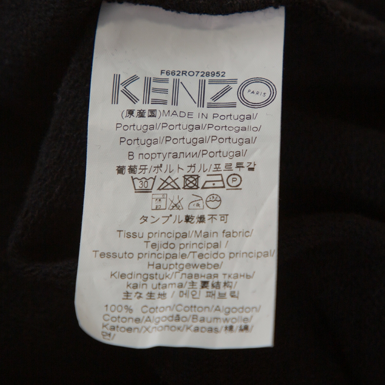 Pre Owned Kenzo Black Logo Print Cotton Batwing Sleeve Sweatshirt Dress M