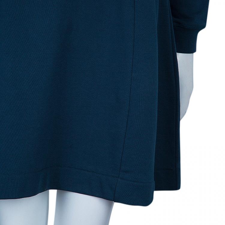Pre Owned Kenzo Teal Tiger Embroidered Sweater Dress XS
