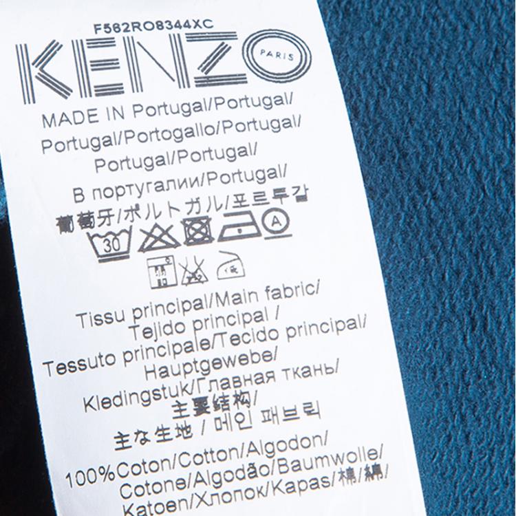 Pre Owned Kenzo Teal Tiger Embroidered Sweater Dress XS