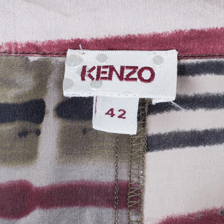 Pre Owned Kenzo Multicolor Stripe Printed Silk Shirt L