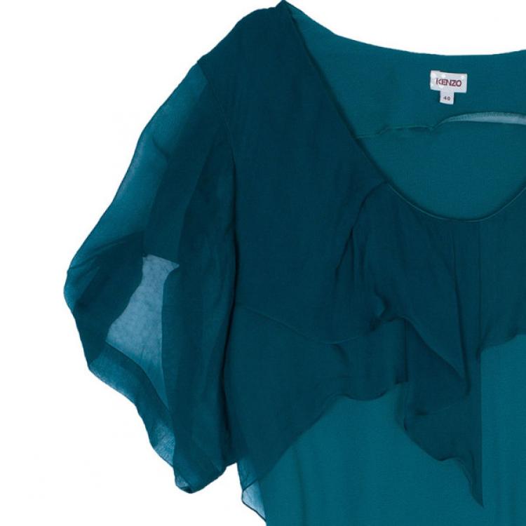Pre Owned Kenzo Turquoise Shift Dress M