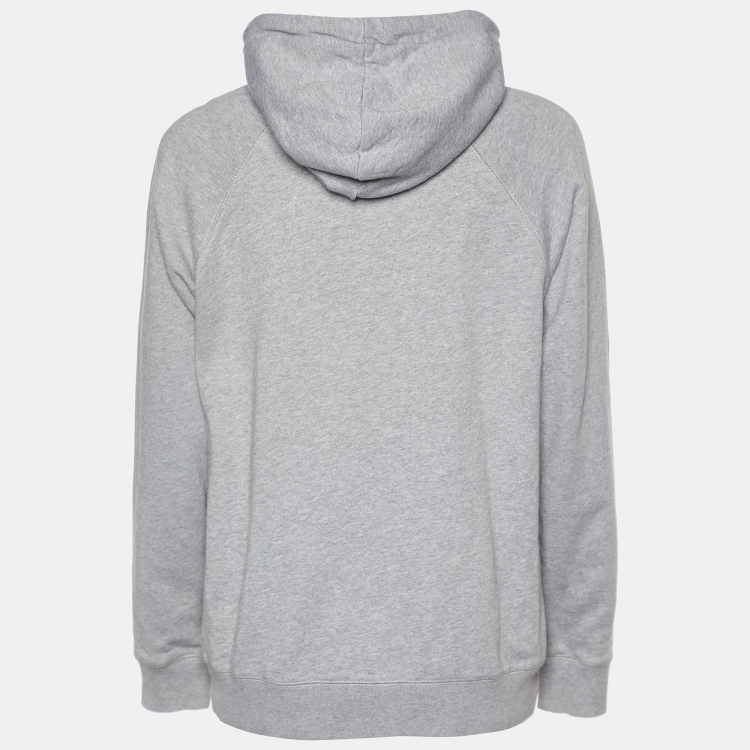 Pre Owned Kenzo Grey Tiger Embroidered Cotton Knit Hoodie S