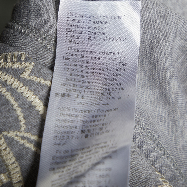Pre Owned Kenzo Grey Tiger Embroidered Cotton Knit Hoodie S