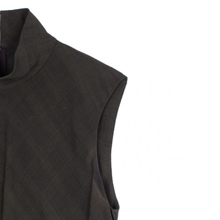 Pre Owned Kenzo Houndstooth/Plaid Pleated Top M