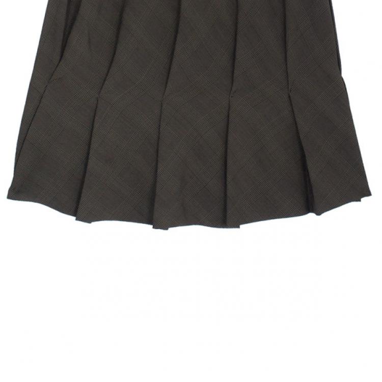Pre Owned Kenzo Houndstooth/Plaid Pleated Top M