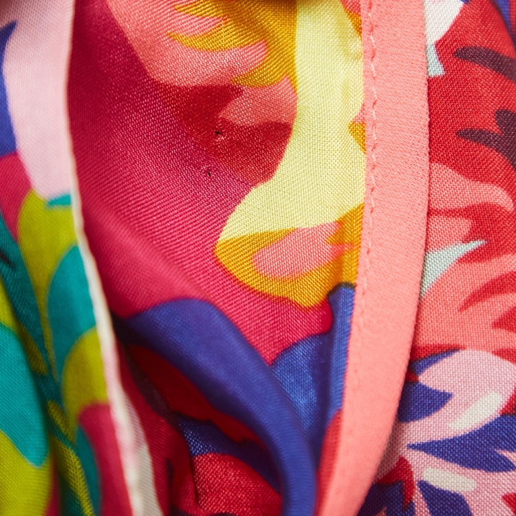 Pre Owned Kenzo Multicolor Floral Print Silk Shoulder Strap Maxi Dress M