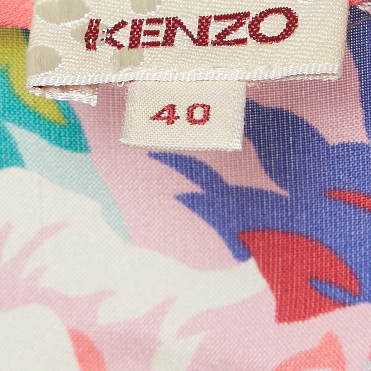 Pre Owned Kenzo Multicolor Floral Print Silk Shoulder Strap Maxi Dress M