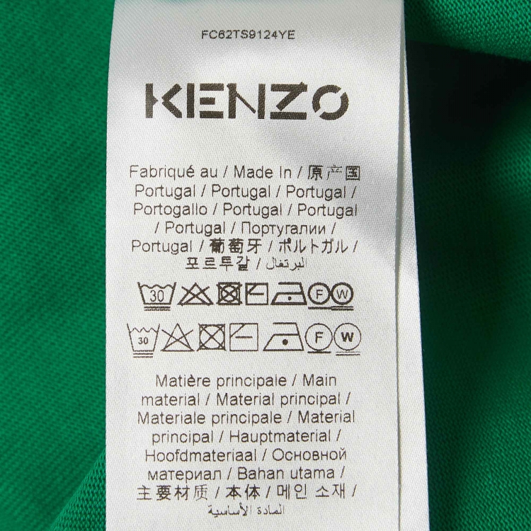 Pre Owned Kenzo Green Tiger Embroidered Cotton Crew Neck T-Shirt M