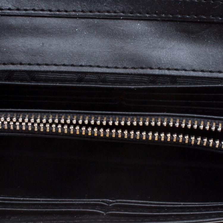 Pre Owned Kenzo Silver Mirror Embossed Leather Wallet On Chain