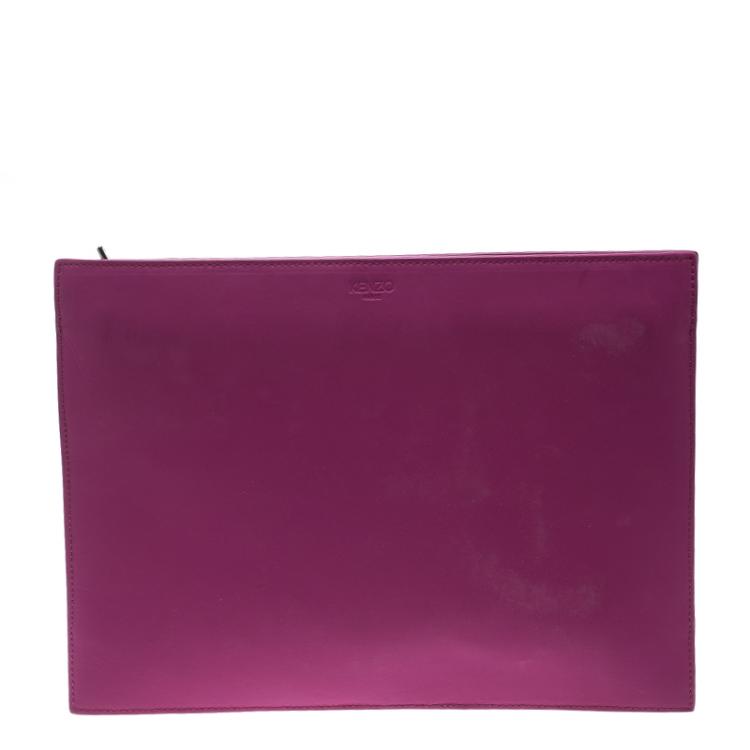 Pre Owned Kenzo Fuschia Leather Kalifornia Clutch
