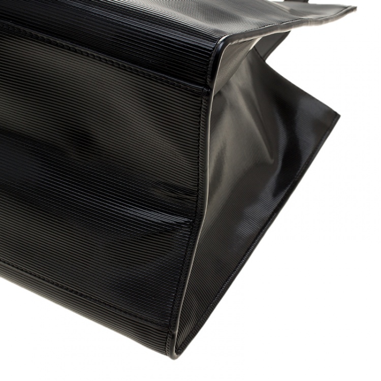 Pre Owned Kenzo Black Patent PVC Tiger Embossed Shopping Tote