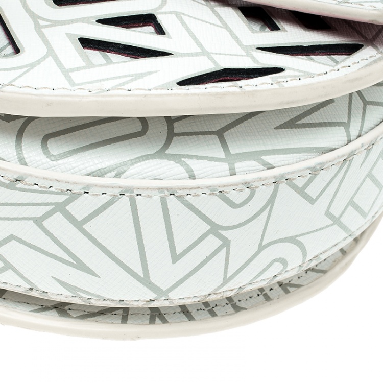 Pre Owned Kenzo White Laser Cut Leather Flying Crossbody Bag