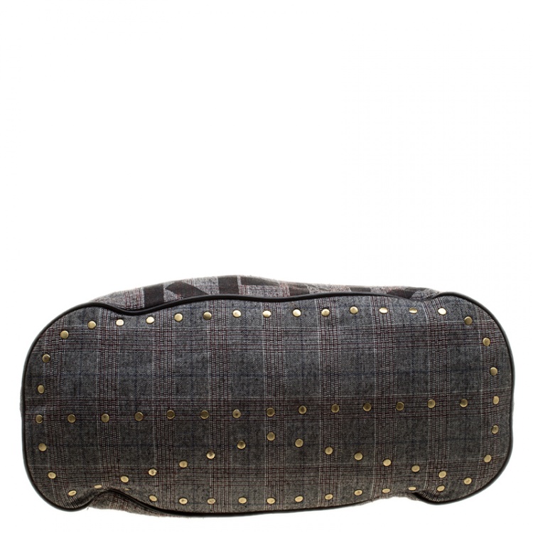 Pre Owned Kenzo Grey/Black Fabric and Leather Shoulder Bag