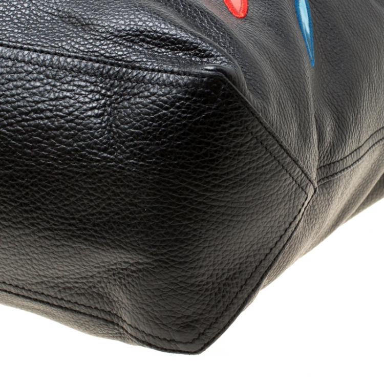 Pre Owned Kenzo Black Leather Eye Shopper Tote