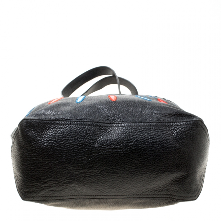 Pre Owned Kenzo Black Leather Eye Shopper Tote