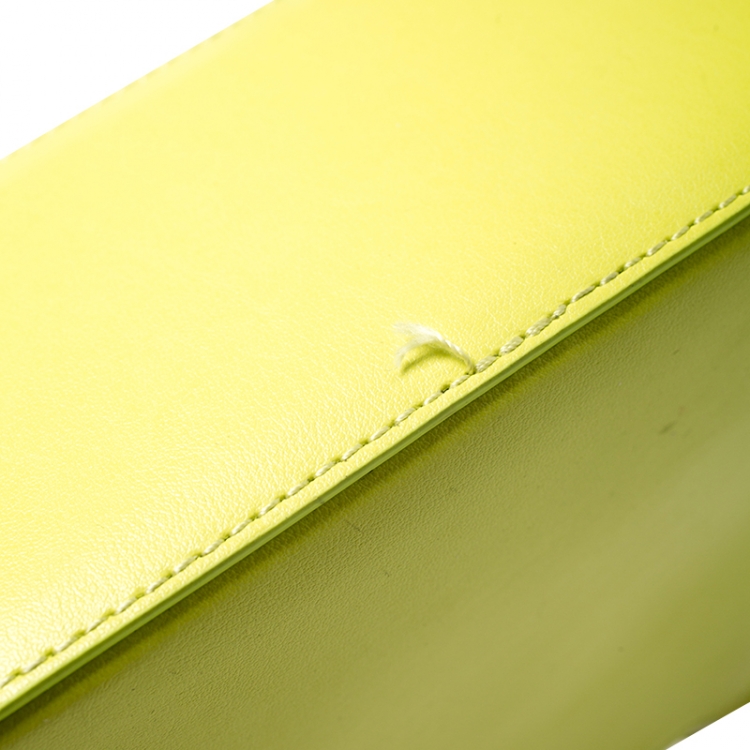 Pre Owned Kenzo Neon Green Leather Mini Eye Tote
