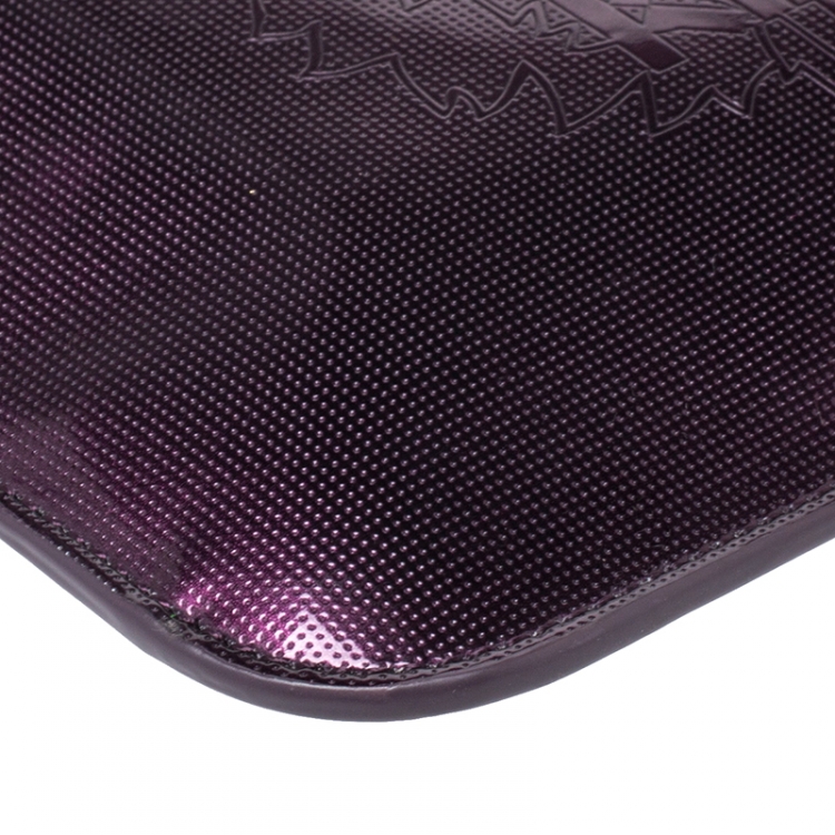 Pre Owned Kenzo Metallic Purple PVC Tiger Clucth