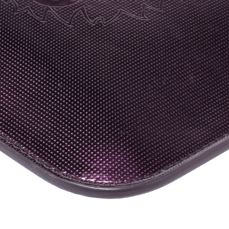 Pre Owned Kenzo Metallic Purple PVC Tiger Clucth