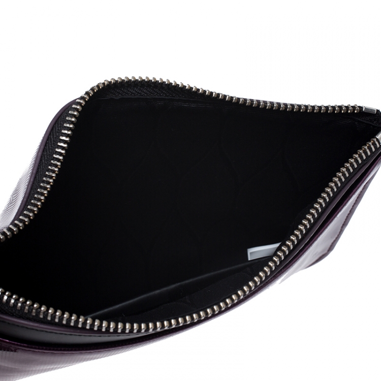 Pre Owned Kenzo Metallic Purple PVC Tiger Clucth