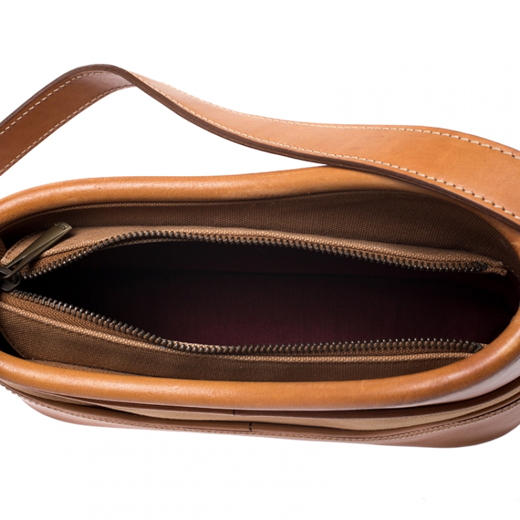 Pre Owned Kenzo Tan Leather and Canvas Bucket Bag 