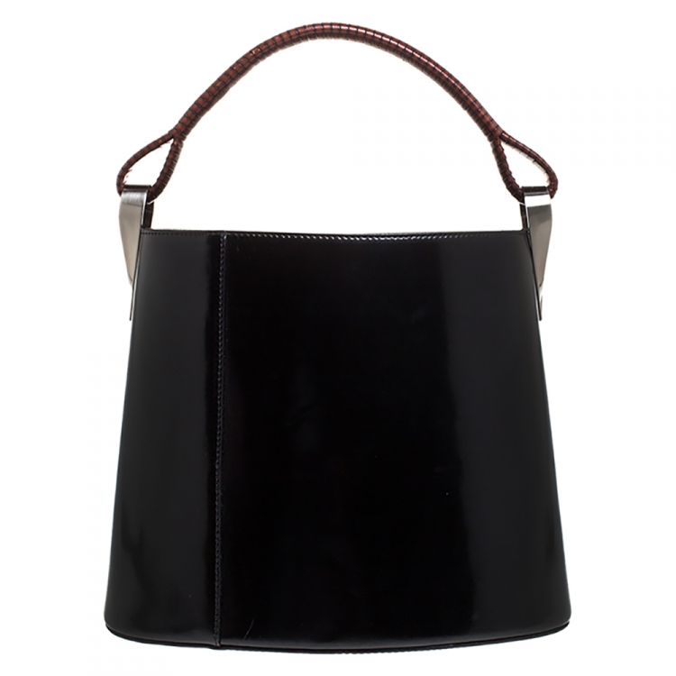 Pre Owned Kenzo Black Patent Leather Pagodon Bucket Bag