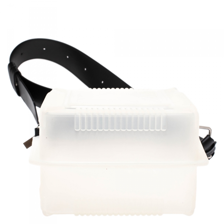Pre Owned Kenzo White Silicone and Leather Square Crossbody Bag