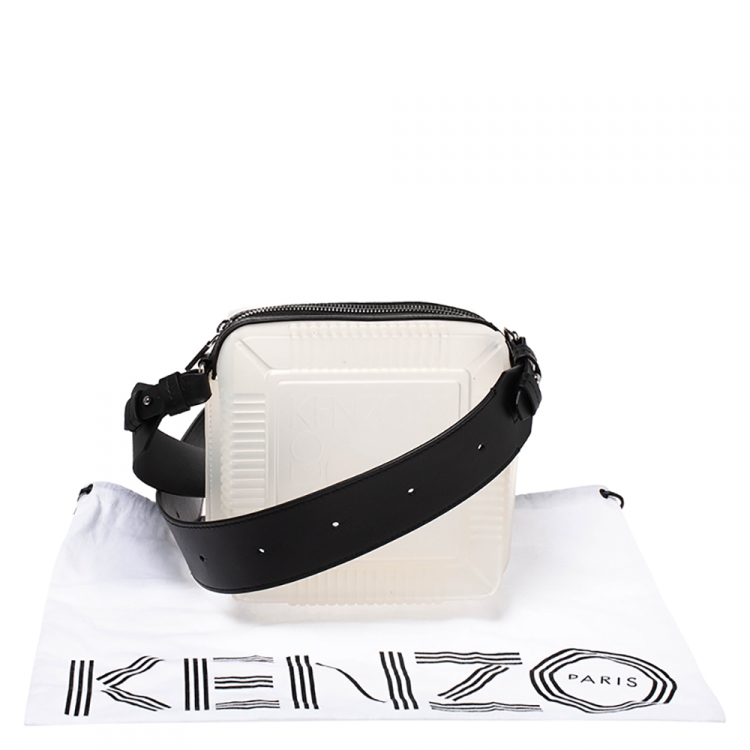 Pre Owned Kenzo White Silicone and Leather Square Crossbody Bag