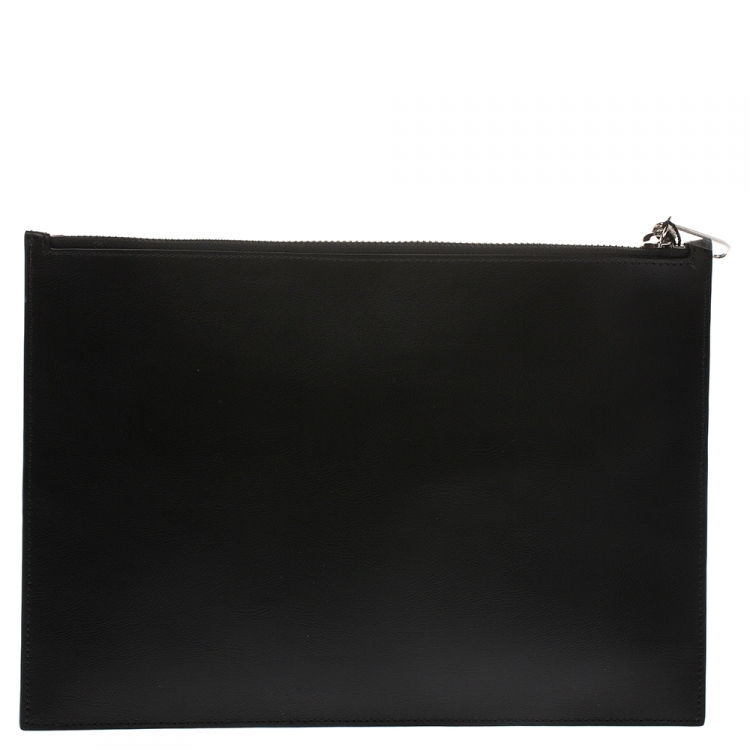 Pre Owned  Kenzo Black/White Leather Zipped Pouch