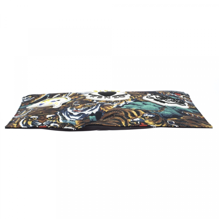Pre Owned Kenzo Multicolor Nylon Flying Tiger Zip Pouch