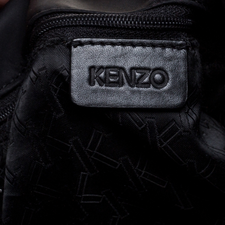 Pre Owned Kenzo Black Nylon and Leather Koi Fish Shoulder Bag