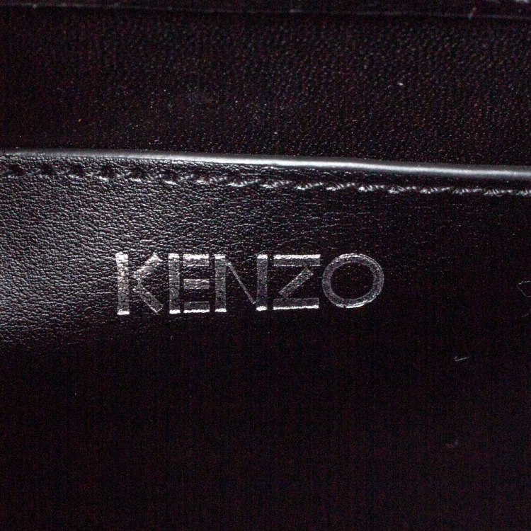 Pre Owned Kenzo Burgundy/Black Calfhair and Leather Lazer Cut Crossbody Bag